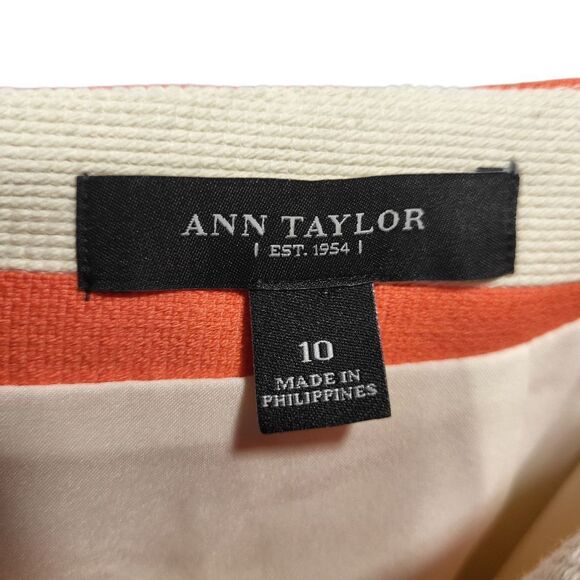 Ann Taylor Yellow Orange Striped Zip-Back Skirt - Size 10 - Picture 2 of 9